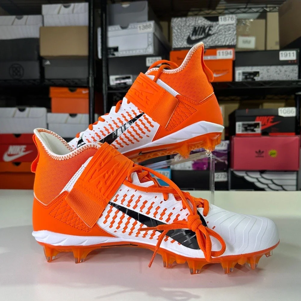 Nike Alpha Menace Pro 2 Mid Football Cleats Mens 12 Orange White BV3945-103